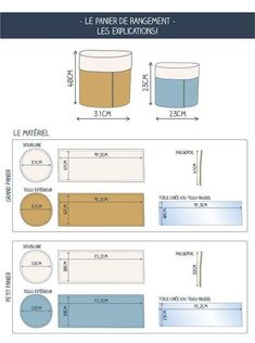 the measurements for different sizes and shapes of toilet paper, which are labeled in french