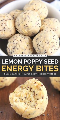 Put these Lemon Poppy Seed Energy Bites on your list of healthy snacks to make! These no bake energy balls taste like muffins. Plus, this healthy recipe is vegan, dairy free, egg free, clean eating, low fat, low calorie, low carb, and high protein with a gluten free option! A great easy healthy breakfast too! No Bake Protein Balls, Low Calorie Snack, Protein Balls Recipes, Healthy No Bake, Lemon Poppy Seed, Lemon Poppy, Protein Bites, Protein Balls