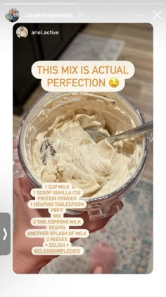 a person holding a bowl of food with the words mix is actual perfection on it