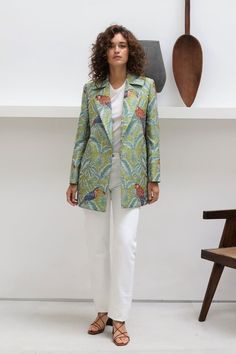 https://www.maison-alma.com/shop-coats/pacificojacket Luxury Multicolor Cotton Outerwear, Luxury Bohemian Cotton Outerwear, Wrap Blazer, Interior Design Fabric, Master Tailor, Luxury Jacket, Garment Fabric, Wrap Belt, Green Blazer