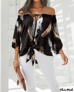 Color: black, Size: XL Casual Black Cold Shoulder Blouse, Casual Black Off-shoulder Blouse, Black Cold Shoulder Summer Blouse, Black Cold Shoulder Blouse For Summer, Black Cold Shoulder Top For Fall, Blouse Dress Pattern, Ladies Chiffon Shirts, Women Chiffon Blouse, Straight Clothes