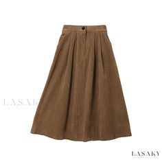 Lasaky - Vintage Corduroy Midi Skirt - High Waist A-line Maxi Skirt Cotton A-line Bottoms For Fall, Casual A-line Pleated Skirt For Winter, High-waisted Brown Corduroy Skirt, Corduroy Lined Skirt Bottoms For Fall, Chic Spring Corduroy Skirt, High-waist Corduroy Skirt For Fall, High Waist Corduroy Skirt With Pockets, Corduroy Skirt With Pockets For Work, High Waist Corduroy Skirt For Fall