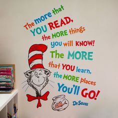 the dr seuss wall decal is on display