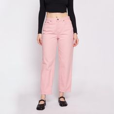 Vintage 80s/90s blush pink high waisted tapered leg mom jeans by Newport News.  Measurements and Condition: Fits like: Petite medium Fabric: Feels like cotton denim Brand: Newport News Jeanology Collection Condition: Very good, with a tiny light brown spot on the front of the left thigh, a ¾" speckled yellow spot on the lower front of the left leg, and a ½" frayed section at the edge of the fabric on the lower back rise seam (doesn't affect wearability). Waist: 28.5" Hips: 38" - taken at the bot Pink Relaxed Fit Denim Pants, Casual High Rise Pink Pants, Casual High-rise Pink Pants, Pink Mid-rise Cotton Jeans, Pink Cotton Bottoms With Five Pockets, Pink Denim Pants With Five Pockets, Pink Relaxed Fit Wide Leg Jeans, Pink Relaxed Fit Denim Bottoms, Relaxed Fit Pink Jeans With Five Pockets