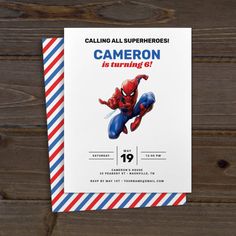 a spiderman birthday card with the words'superhero is turning eleven '