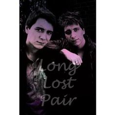 two young men standing next to each other with the words long lost pair on them