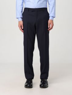 Suit PAUL SMITH Men color Blue Classic Blue Pants For Business Casual, Classic Blue Office Pants, Classic Blue Business Casual Pants, Classic Blue Business Casual Suit, Blue Formal Pants With Welt Pockets, Blue Flat Front Business Pants, Classic Navy Formal Bottoms, Navy Classic Business Pants, Classic Blue Formal Bottoms