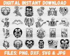 the digital instant files are available for all kinds of halloween related items, including skulls and hearts