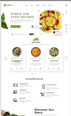 an image of a website page with food items on the front and side, as well as