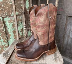 Rustic Fitted Boots For Rodeo, Country Style Fitted Square Toe Boots, Country Style Fitted Boots With Square Toe, Rustic Square Toe Boots For Rodeo, Rustic Square Toe Ranch Boots, Country Style Boots With Square Toe For Western-themed Events, Rustic Brown Boots With Square Toe, Rustic Brown Square Toe Boots, Rustic Patina Boots With Snip Toe