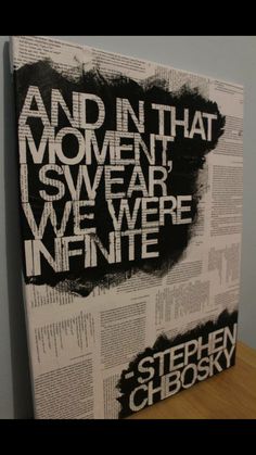 a piece of newspaper with the words and in that moment, swear we were infinite