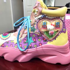 "Irregular Choice Hello Kitty Boots "You Brighten My Day" Size 40/9.5 Brand New In Box With Tag! Kitsch Clothing, Irregular Shoes, Hello Kitty Boots, Kid Core Outfits, Shoes Hello Kitty, Alt Shoes, Silly Clothes, Rave Babe, Irregular Choice Shoes