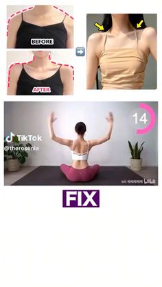 a woman doing yoga poses with her hands in the air and four different positions to do