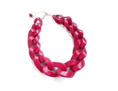 Chunky Chain Link Necklace, Fuchsia Oversized Statement Necklace Pink Chunky Chain Jewelry For Party, Pink Chain Link Necklace With Adjustable Chain, Pink Chunky Chain Link Necklace, Pink Chunky Chain Link Jewelry, Pink Chunky Link Chain Jewelry, Pink Chain Link Necklace For Gift, Trendy Pink Chain Link Necklace, Trendy Pink Chunky Chain Jewelry, Trendy Pink Necklace With Chunky Chain