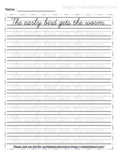 the printable handwriting worksheet for cursive writing