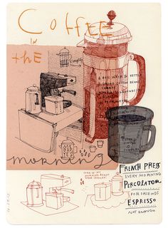 a drawing of coffee is shown in this image