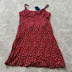 Red Floral Red Mini Dress. Brandy Melville Size Small With Tags Heart Brandy Melville, Colleen Dress Brandy Melville, Brandy Melville Floral Dress, Brandy Melville Skylar Heart Tank, Brandy Melville Amara Dress, Brandy Melville Dress, Brandy Melville, Red Mini Dress, Red Floral