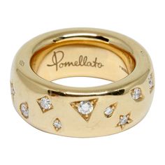 Launched in 2015 as a celebration of its 50th anniversary, the Iconica collection from Pomellato is a tribute to the Milanese designer’s goldsmithing heritage. Our pre-owned 18-karat rose gold ring features an array of miniature shapes, with a single white diamond, scattered about the wide-set band. Material: 18K Pink gold and diamond Size: 53 - 6 1/4 US - 9.45mm wide Weight: 11.20gr Condition: Very good Made in Italy Comes with: Pomelatto box All items at la Bourse du Luxe are subject to a stri Pomelatto Jewelry, Pomelatto Ring, Pomellato Jewelry, Wide Band Diamond Rings, Dome Rings, Pomellato Ring, Diamond Bracelet Design, Luxe Jewelry, Right Hand Rings