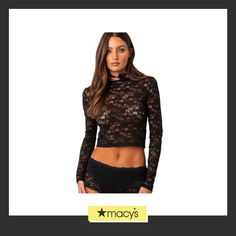 in stock Fabric Matching, Fishnet Top, Lace Short Sleeve Top, Sheer Lace Top, Lace Short, Black Lace Tops, Womens Long Sleeve Shirts, Lace Crop Tops, Summer Fabrics