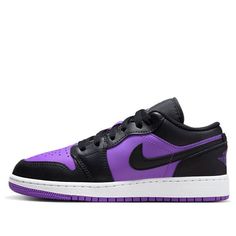 (GS) Air Jordan 1 Low Purple Venom 'Purple' 553560-505 Purple Leather Low-top Jordan Shoes, Purple Synthetic Skate Shoes For Streetwear, Purple Sporty Jordan Shoes With Rubber Sole, Sporty Purple Jordan Shoes With Rubber Sole, Purple Basketball Shoes With Contrast Sole, Purple Leather Skate Shoes With Rubber Sole, Purple Leather Round Toe Skate Shoes, Purple Sporty Jordan Shoes For Streetwear, Sporty Purple Jordan Shoes For Streetwear