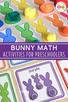 bunny math activities for preschoolers with the title overlay