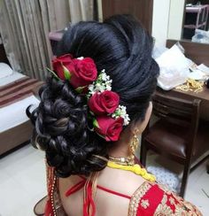 a woman with flowers in her hair