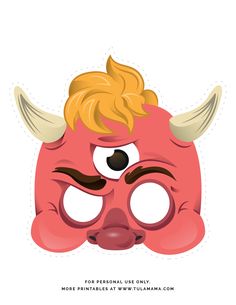 a pink mask with horns on it