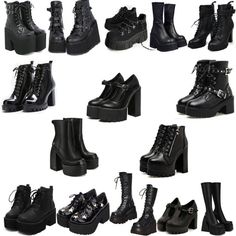 Black Aesthetic Shoes, Making Outfits, Heels Boots Outfit, Era Victoria, Shoes For Wedding, Street Style Outfits Casual, High Kick, Dr Shoes, Cute Shoes Heels