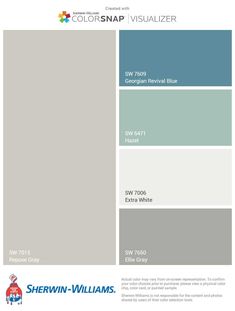 the color scheme for sherylin williams's paint swatches, including blue and gray