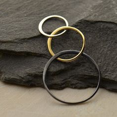 Mixed Metal Three Graduated Circles Link, - Poppies Beads n' More Grandma Jewelry, Grandmas Jewelry, Circle Jewelry, Mixed Metal Jewelry, Monogram Jewelry, Linking Rings, Bronze Pendant, Modern Necklaces, Bead Charm Bracelet