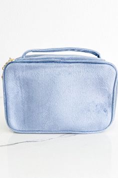 Stylish Luggage, Travel Light, Cosmetic Bags, Blue Fabric, Travel Accessories, Online Boutique, Cosmetic Bag, Classic Style, Vanity