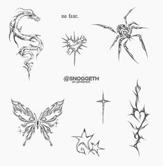 some tattoos that are drawn on paper