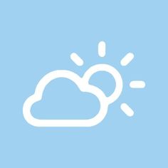 the weather icon is shown in white on a light blue background with clouds and sunbursts