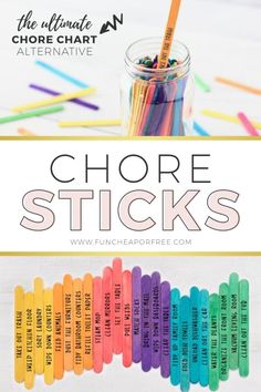 the ultimate chore stick guide for kids to use in their classroom or home office