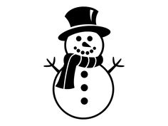 a snowman with a hat and scarf on it's head is shown in black