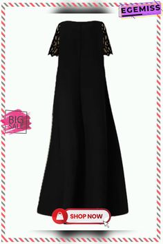 Printed Lace Stitched 5-sleeve Medium Length Loose Dress Formal Maxi Dress With 3/4 Sleeves For Summer, Shift Dress With Half Sleeves For Work, Elegant Shift Maxi Dress With Short Sleeves, Spring Dress With Lace Sleeves And Half Sleeve, Loose Dress, Medium Length, Lace