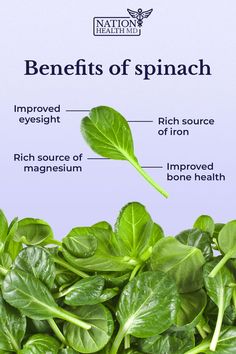 the benefits of spinach are shown in this image, and it's not uncommon to