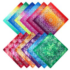 PRICES MAY VARY. MATERIAL AND DESIGN:100% pure cotton bandanas.6 pieces of gradient printing bandanas and 6 pieces of tie-dye bandanas. They were made finely under workmanship that creates elegant patterns and styles. 12 different colors can meet your needs in any occasion. TOUCH AND FEEL: Nice cotton feel, soft after 1 wash, breathable, thick but soft, sun protection and keep you cool; Colors are bright, nice for men, women, girls, boys. SIZE AND LIGHTWEIGHT: About 54*54cm / 22*22 inches;28 gra Bandana Paisley Pattern, Bandana Wreath, Halloween Bandana, Tie Dye Bandanas, Tie Dye Scarves, Bandana Headband, Cotton Bandanas, Head Wrap Scarf, Estilo Hip Hop