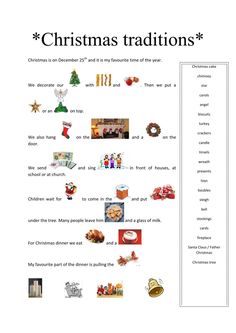 a christmas themed worksheet with pictures and words