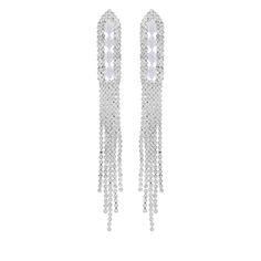 WHITE GOLD PLATED CZ TASSEL LONG DROP EARRINGS Prom Event, Teacher Dresses, Dresses Date Night, Umgee Dress, Bridal Event, Long Drop Earrings, Date Night Dresses, Classic Elegant, Sock Gifts