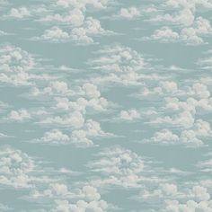 the sky is filled with white clouds on a blue wallpapered background that looks like it has been painted in pastel shades