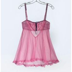 This Is Nwt, Vintage (2003) Camisole Slip From Victoria's Secret With Built In Bra, Babydoll, Mesh, Lacey, Ribbon. Size: S. Color: Pink. Victoria's Secret Camisole Nightgown With Lace Trim, Victoria's Secret Pink Sleeveless Nightgown, Victoria's Secret Pink Lace Trim Camisole, Pink Lace Trim Coquette Camisole, Vintage Victoria Secret Slip Dress, Pink Babydoll, Y2k Pink, Victoria's Secret Pink, Secret Pink