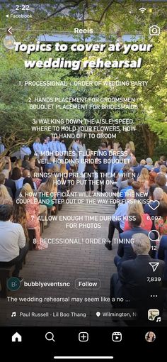 a large group of people standing in front of trees