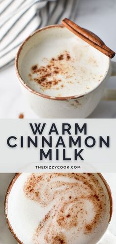 A mug with frothed milk and cinnamon. Warm Milk Recipe, Caffeine Free Drinks, Milk Tea Recipes, Cozy Drinks, Cinnamon Milk