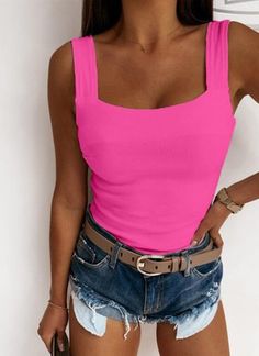 Sexy Skinny Solid Sleeveless Knit Tank | zolucky Sleeveless Knit, Vest Fashion, Knit Tank, Short En Jean, Outfit Casual, Tank Top Cami, Winter Looks, Knit Tanks, Cami Tanks