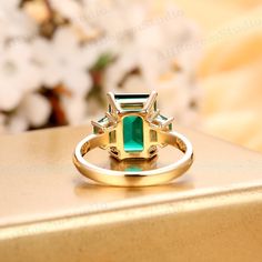 Antique 3.55CT Lab Created Emerald Center Engagement Ring, Anniversary Gift Ring,Promise Ring,Birthstone Ring,Personalized Handcrafted Ring ----------Details info: Metal: Solid 14K Gold / S925 Silver With Gold Plated (Solid 10K/14K/18K White Gold/Yellow Gold/Rose Gold) available to customize,pls feel free to contact us. Ring Size: We usually offer US size 3-10 as listed, need other sizes, pls feel free to contact us. Engagement Ring: Band width is approximately 2.3mm Center Stone: Lab Created Em Emerald Cut Multi-stone Ring For Gift, Multi-stone Diamond Ring As May Birthstone Gift, Multi-stone Diamond Ring For May Birthstone Gift, May Birthstone Multi-stone Diamond Ring Gift, Emerald Multi-stone Rings For Anniversary, Emerald Multi-stone Birthstone Ring Gift, Multi-stone Emerald Ring As A Gift, Emerald Cut Multi-stone Birthstone Ring Gift, Emerald Open Ring With Accent Stones For Anniversary