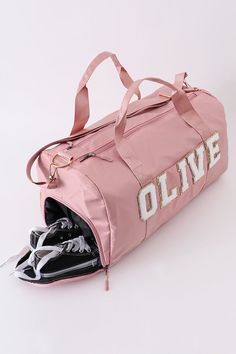 Pink gym bag BAG ONLY! FOR PASTE LETTERS please search LETTERS 100%Nylon 18.5*9*10.23 117031 Nylon Bags With Letter Print For Daily Use, Nylon Bag With Letter Print For Daily Use, Daily Use Nylon Bag With Letter Print, Pink Nylon Duffle Bag For Gym, Sporty Travel Bag With Letter Print, Sporty Letter Print Travel Bags, Sporty Nylon Gym Backpack, Sporty Pink Duffle Bag For Sports, Nylon Shoulder Gym Bag For School