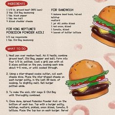 the instructions for how to make a hamburger