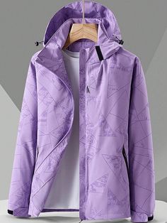 Morado  Collar manga larga Tela tricotada Geométrico,Liso  Embellished No-Elástico Outdoor Long Sleeve Waterproof Windbreaker, Waterproof Long Sleeve Outerwear For Hiking, Long Sleeve Waterproof Windbreaker For Hiking, Long Sleeve Windbreaker With Pockets In Waterproof Fabric, Waterproof Long Sleeve Windbreaker For Hiking, Solid Waterproof Windbreaker For Outdoor Activities, Waterproof Windbreaker For Winter Sports In Fall, Long Sleeve Waterproof Raincoat, Breathable Hooded Nylon Outerwear