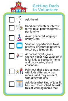 a checklist with the words getting dads to volunteer